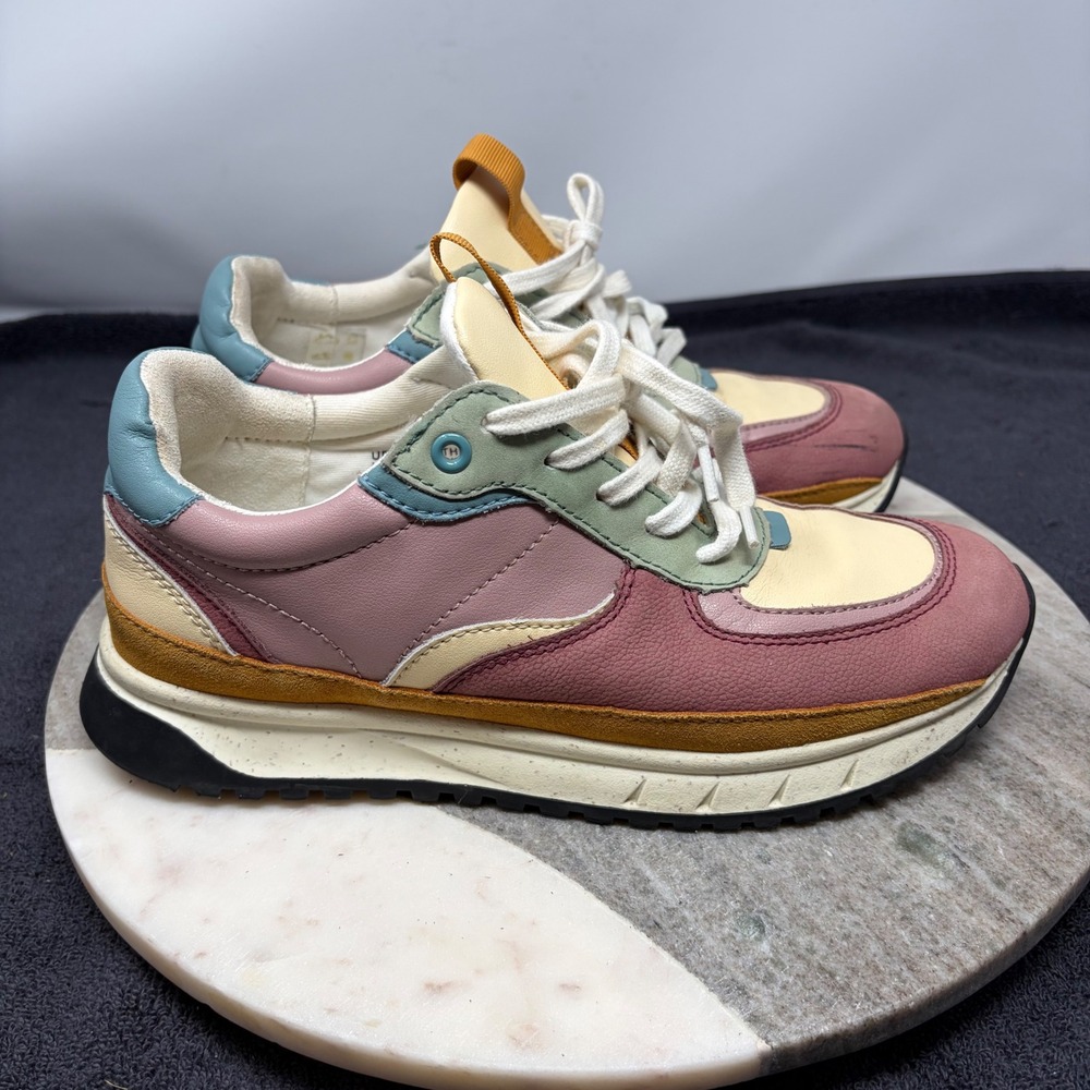 Madewell Kickoff Trainer Sneakers Womens 9 Colorblock Leather Suede Shoes Pastel